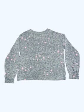 Gap Girl's Gray Long Sleeve Top W/Pink Hearts Sz M/8